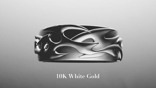 LA Eternal Flame Ring - .925 Sterling Silver, Yellow Gold, White Gold - Full Band - goldensilverrivers