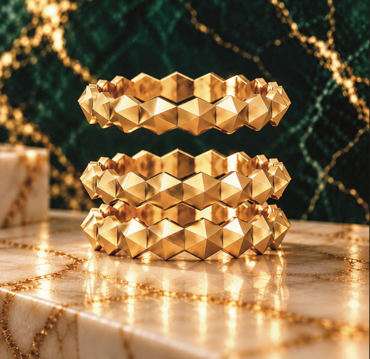 Three matching rings, stacked